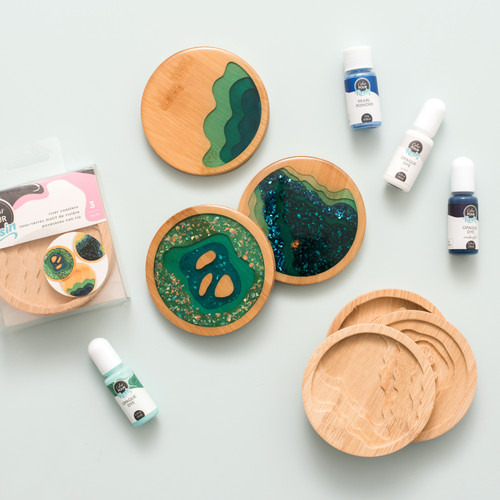 American Crafts Color Pour Resin Coasters 3/Pkg-Layered River - 34003378 American Crafts Color Pour Resin Coasters 3/Pkg-Layered River - 34003378