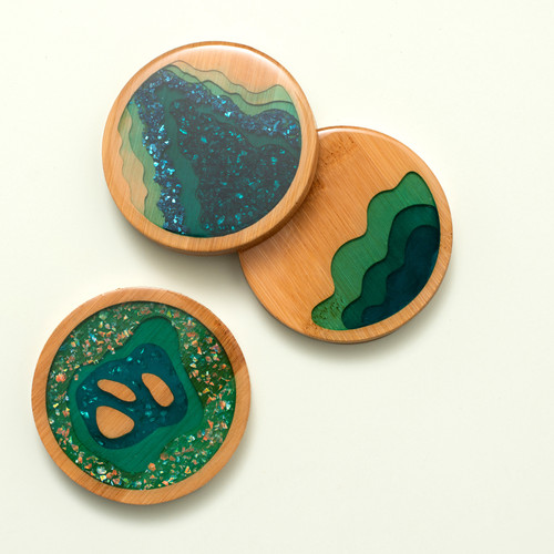 American Crafts Color Pour Resin Coasters 3/Pkg-Layered River - 34003378 American Crafts Color Pour Resin Coasters 3/Pkg-Layered River - 34003378