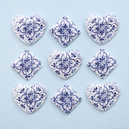 K&Company Antique Garden Tile Hearts 9/Pkg- - 30000095