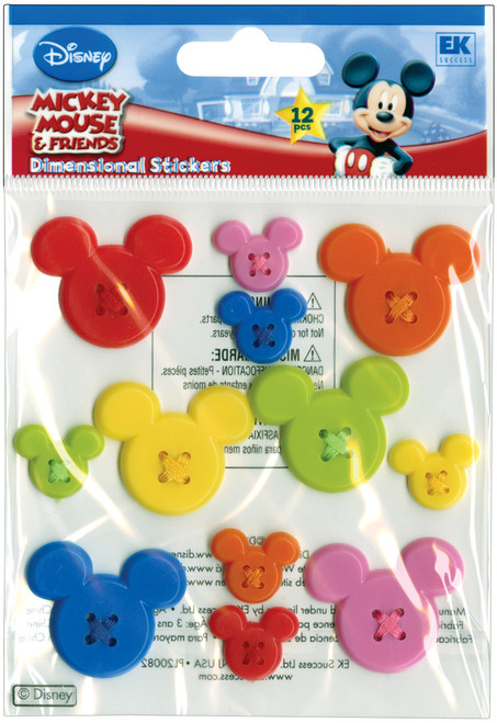 3 Pack - EK Disney Adhesive Buttons-Mickey Icon - DBM001 - 015586625219