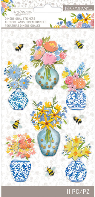 3 Pack - K&Company Dimensional Stickers 11/Pkg-Floral Vase - 30000091 3 Pack - K&Company Dimensional Stickers 11/Pkg-Floral Vase - 30000091