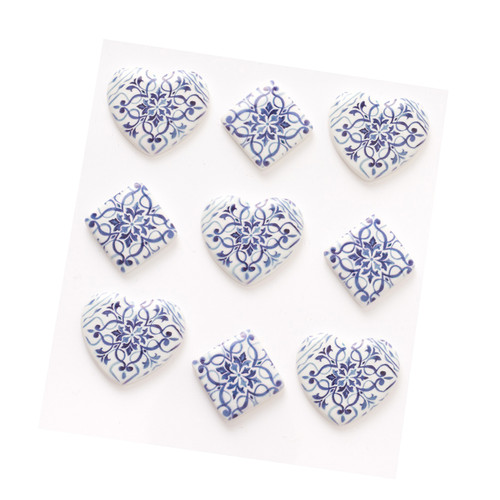 3 Pack - K&Company Antique Garden Tile Hearts 9/Pkg- - 30000095