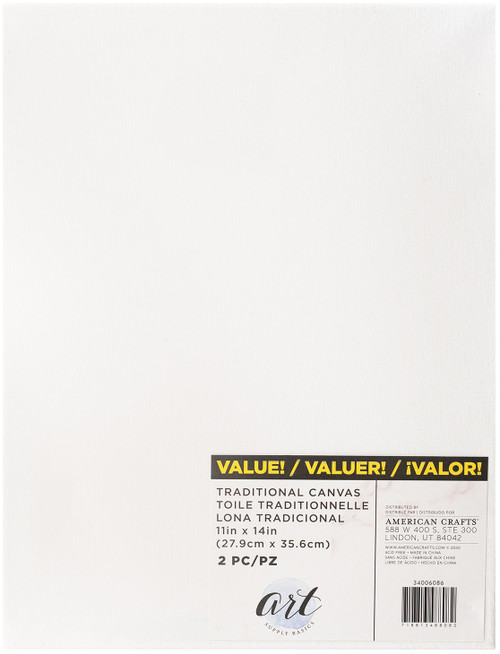 3 Pack - American Crafts Art Supply Basics Stretched Canvas 2/Pkg-11"X14" - 34006086 - 718813488082