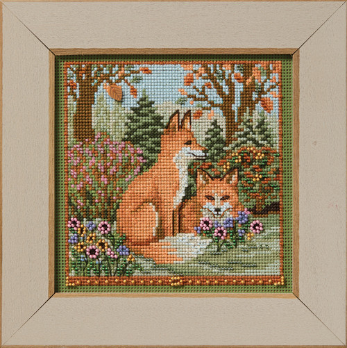 Mill Hill Counted Cross Stitch Kit 5.21"X5.21"-Fall Foxes - 5A0031XR-1H3K6 - 098063875987