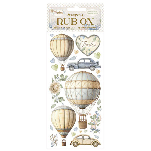 3 Pack - Stamperia Rub-On 4"X8.5"-Timeless Air Balloons - 5A0031CX-1H30H - 5993110043447