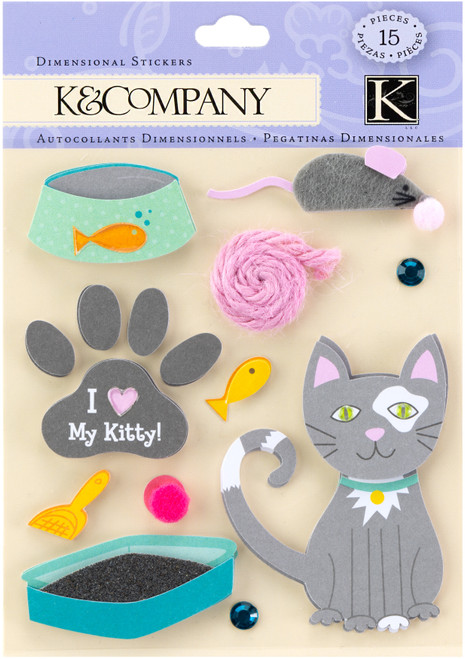 K & Co Dimensional Stickers-Kitty Love - K577459 - 643077577459