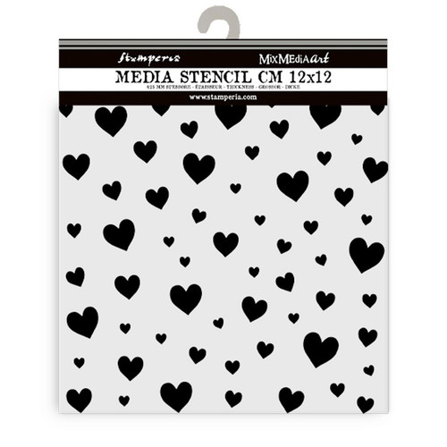 Stamperia Stencil 4.72"X 4.72"-Timeless Hearts - 5A0031CG-1H2Z8 - 5993110043751