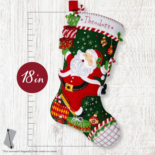 Bucilla Felt Stocking Applique Kit 18" Long-Santa's Festive Frolic - 5A00324D-1H3SH