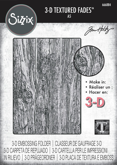 Sizzix 3D Texture Fades Embossing Folder A5 by Tim Holtz-Lumber - 5A002MVH-1GPB0 - 630454291961