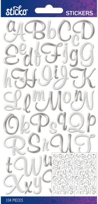 6 Pack - Sticko Alphabet Stickers-Silver Foil Script Small - 5290281 - 015586883657