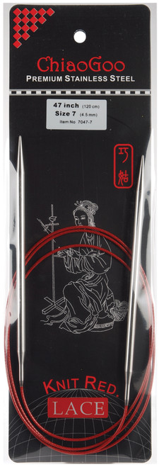 ChiaoGoo Red Lace Stainless Circular Knitting Needles 47"-Size 7/4.5mm 7047-7 - 0812208028041