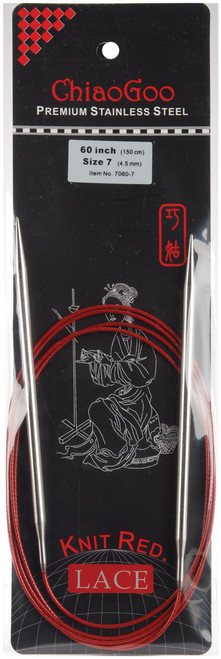 ChiaoGoo Red Lace Stainless Circular Knitting Needles 60"-Size 7/4.5mm - 7060-7 - 0812208028256