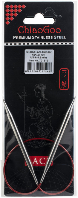 ChiaoGoo Red Lace Stainless Circular Knitting Needles 16"-Size 9/5.5mm 7016-9 - 812208027242