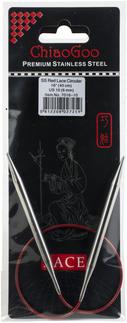 ChiaoGoo Red Lace Stainless Circular Knitting Needles 16"-Size 10/6mm - 7016-10 - 812208027259