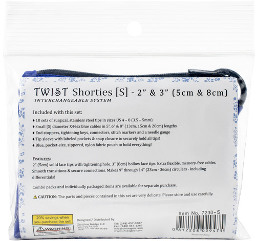 ChiaoGoo TWIST Shorties Set 2" & 3"-Size US 4-8/3.5-5mm - 7230-S ChiaoGoo TWIST Shorties Set 2" & 3"-Size US 4-8/3.5-5mm - 7230-S