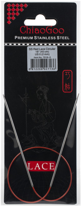 ChiaoGoo Red Lace Stainless Circular Knitting Needles 16"-Size 0/2mm - 7016-0 - 0812208027136