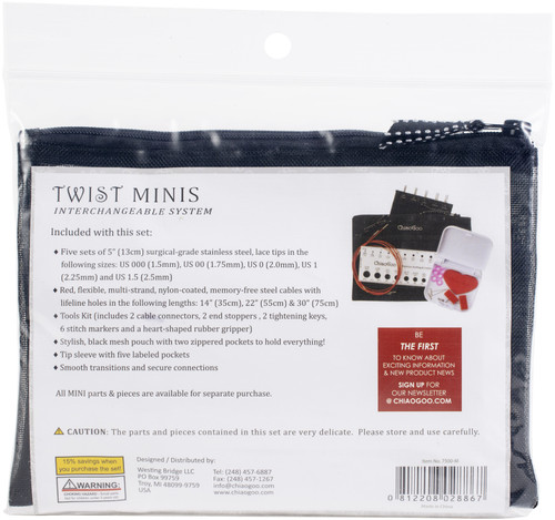 ChiaoGoo TWIST Red Lace Interchangeable 5" Tip Set-Mini Complete - 7500-M ChiaoGoo TWIST Red Lace Interchangeable 5" Tip Set-Mini Complete - 7500-M