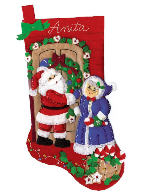 Design Works Felt Stocking Applique Kit 18" Long-Mr. & Mrs. Claus - 5A0028XB-1GC28 - 021465052922