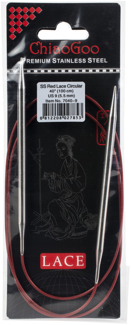 ChiaoGoo Red Lace Stainless Circular Knitting Needles 40"-Size 9/5.5mm 7040-9 - 0812208027853