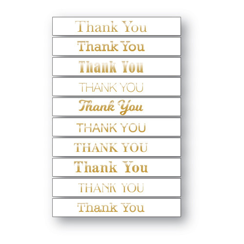 Memory Box Gold Foiled Greeting Tabs 40/Pkg-Thank you, White - 5A0031QG-1H39J - 873980136041