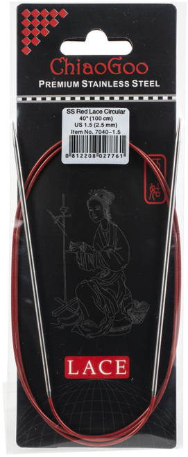 ChiaoGoo Red Lace Stainless Circular Knitting Needles 40"-Size 1.5/2.5mm - 7040-1-5 - 812208027761