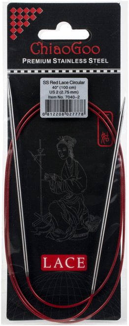 ChiaoGoo Red Lace Stainless Circular Knitting Needles 40"-Size 2/2.75mm - 7040-2 - 812208027778