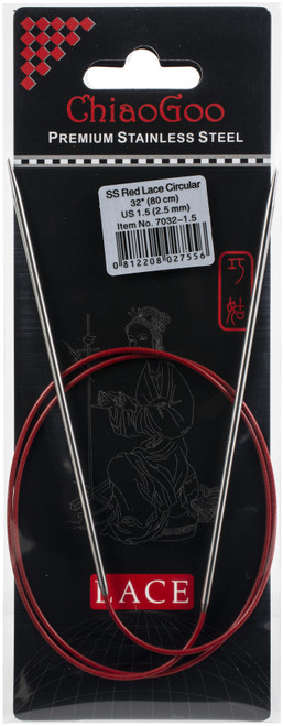 ChiaoGoo Red Lace Stainless Circular Knitting Needles 32"-Size 1.5/2.5mm - 7032-1-5 - 0812208027556