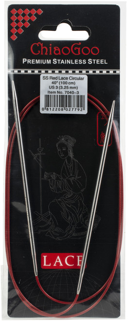 ChiaoGoo Red Lace Stainless Circular Knitting Needles 40"-Size 3/3.25mm - 7040-3 - 812208027792