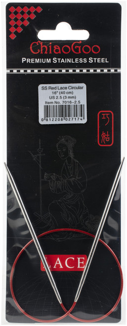 ChiaoGoo Red Lace Stainless Circular Knitting Needles 16"-Size 2.5/3mm - 7016-2-5 - 0812208027174