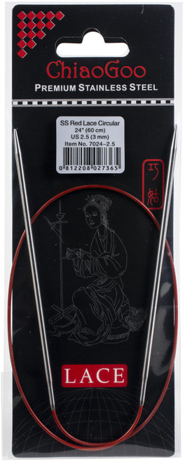 ChiaoGoo Red Lace Stainless Circular Knitting Needles 24"-Size 2.5/3mm - 7024-2-5 - 812208027365