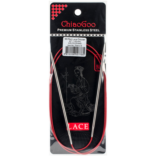 ChiaoGoo Red Lace Stainless Circular Knitting Needles 40"-Size 2.5/3mm - 7040-2-5 - 0812208027785