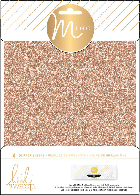 Heidi Swapp Minc Glitter Sheets 6"X8" 4/Pkg-Rose Gold - HSGLTSH-14485