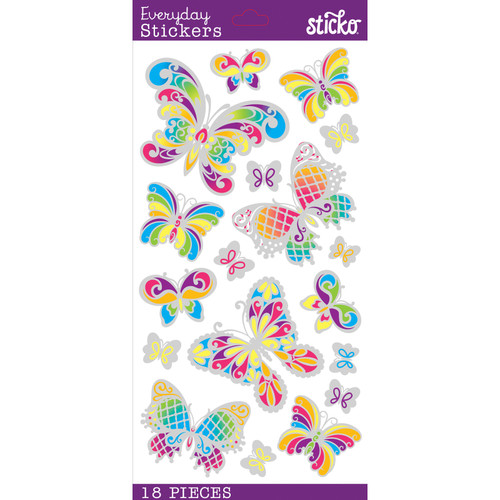 Sticko Themed Stickers-Stained Glass Butterfly - E5238121 - 015586792928 Sticko Themed Stickers-Stained Glass Butterfly - E5238121 - 015586792928