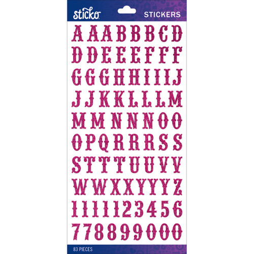 Sticko Alphabet Stickers-Hot Pink Glitter Carnival Small - E5290135 - 015586816891 Sticko Alphabet Stickers-Hot Pink Glitter Carnival Small - E5290135 - 015586816891