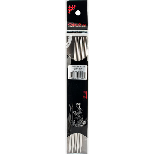 ChiaoGoo Double Point Stainless Knitting Needles 8" 5/Pkg-Size 6/4mm 6008-6 - 0812208026252