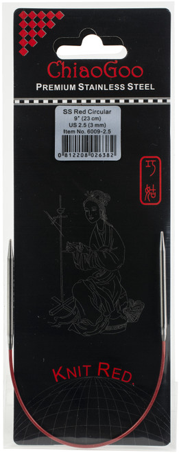 ChiaoGoo Red Circular Knitting Needles 9"-Size 2.5/3mm - 6009-2-5 - 0812208026382