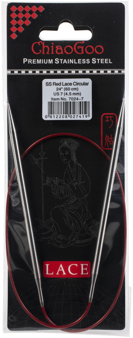ChiaoGoo Red Lace Stainless Circular Knitting Needles 24"-Size 7/4.5mm 7024-7 - 0812208027419