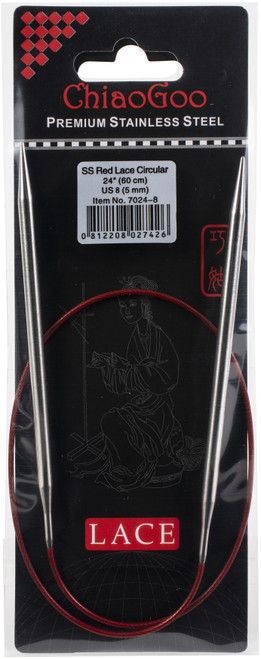 ChiaoGoo Red Lace Stainless Circular Knitting Needles 24"-Size 8/5mm 7024-8 - 0812208027426