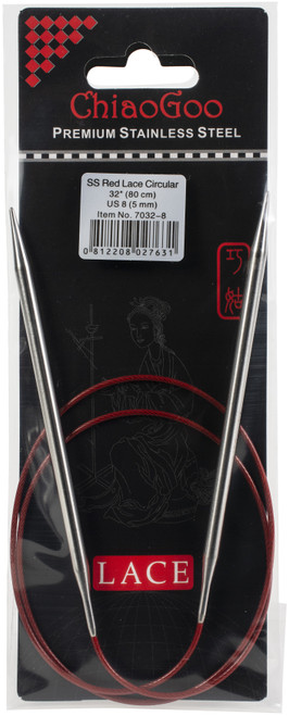 ChiaoGoo Red Lace Stainless Circular Knitting Needles 32"-Size 8/5mm 7032-8 - 0812208027631