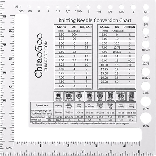 ChiaoGoo Swatch & Needle Gauge 5.5"1091-SQ - 812208024227