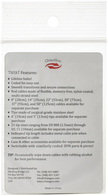 ChiaoGoo TWIST Mini Cable Medium Diameter 2"-Red - 7102-M