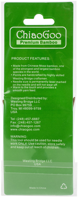ChiaoGoo Bamboo Circular Knitting Needles 16"-Size 15/10mm - 2016-15