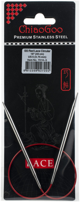 ChiaoGoo Red Lace Stainless Circular Knitting Needles 16"-Size 5/3.75mm - 7016-5 - 812208027204
