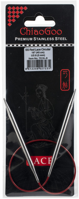 ChiaoGoo Red Lace Stainless Circular Knitting Needles 16"-Size 8/5mm - 7016-8 - 0812208027235