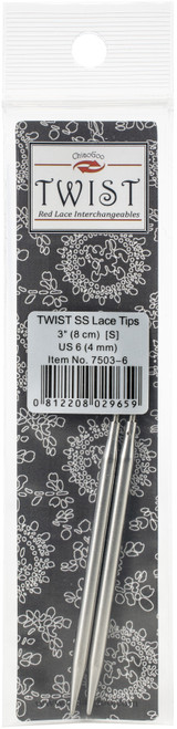 ChiaoGoo TWIST Stainless Steel Lace Tips 3"-Size 6/4mm 7503-6 - 812208029659