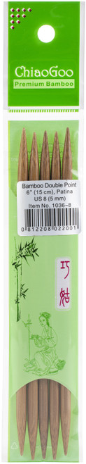 ChiaoGoo Double Point Dark Patina Knitting Needles 6" 5/Pkg-Size 9/5.5mm 1036-9 - 0812208022018