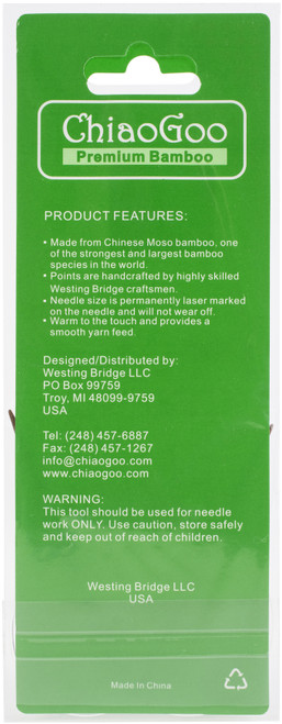 ChiaoGoo Bamboo Circular Knitting Needles 16"-Size 6/4mm - 2016-6