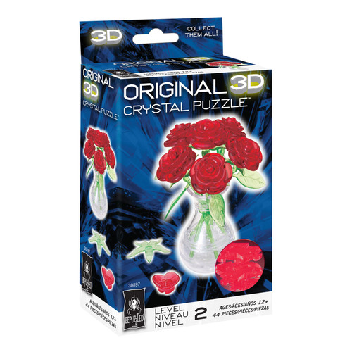 BePuzzled 3D Crystal Puzzle-Red Roses In Vase - 5A0031WB-1H3JC - 023332308972