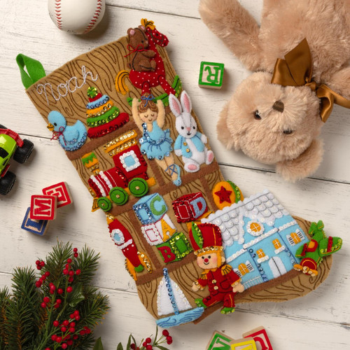 Bucilla Felt Stocking Applique Kit 18" Long-Toyland Treasures - 5A00326M-1H3VQ Bucilla Felt Stocking Applique Kit 18" Long-Toyland Treasures - 5A00326M-1H3VQ