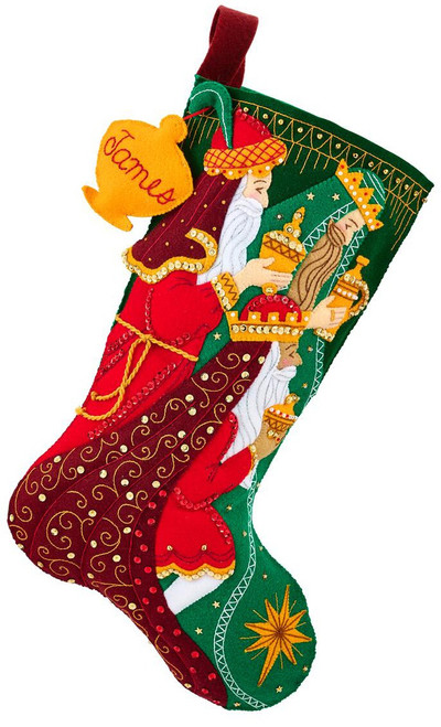 Bucilla Felt Stocking Applique Kit 18" Long-Treasure Of Kings - 5A00326P-1H3VR - 046109897875